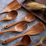 7 Piece Wooden Kitchen Utensils Set