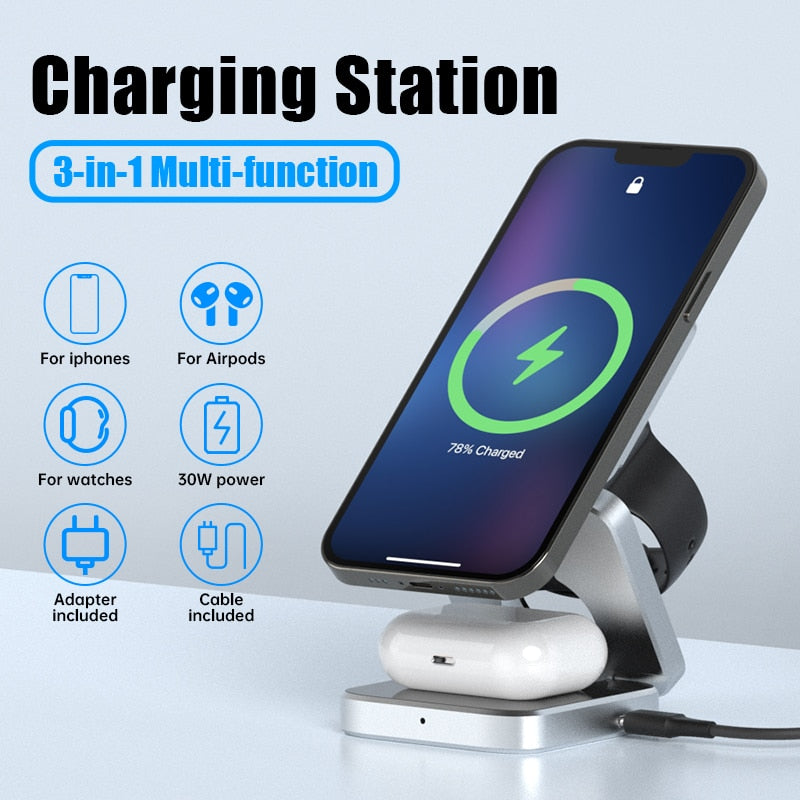 3 In 1 Foldable Magnetic Wireless Charger